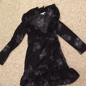 Black floral tie dress